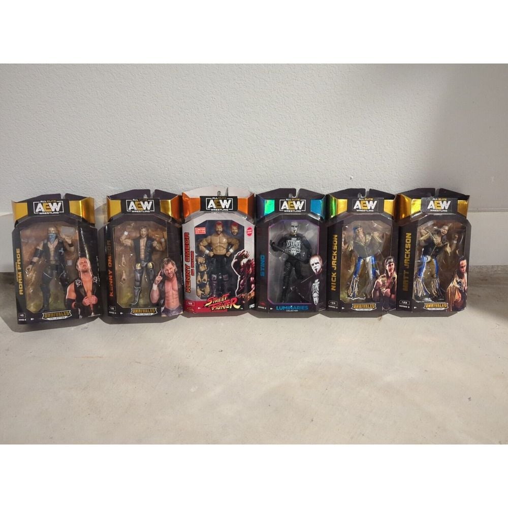 AEW Action Figure Unrivaled Luminaries New LOT OF 6 Omega Sting Bucks Wrestling