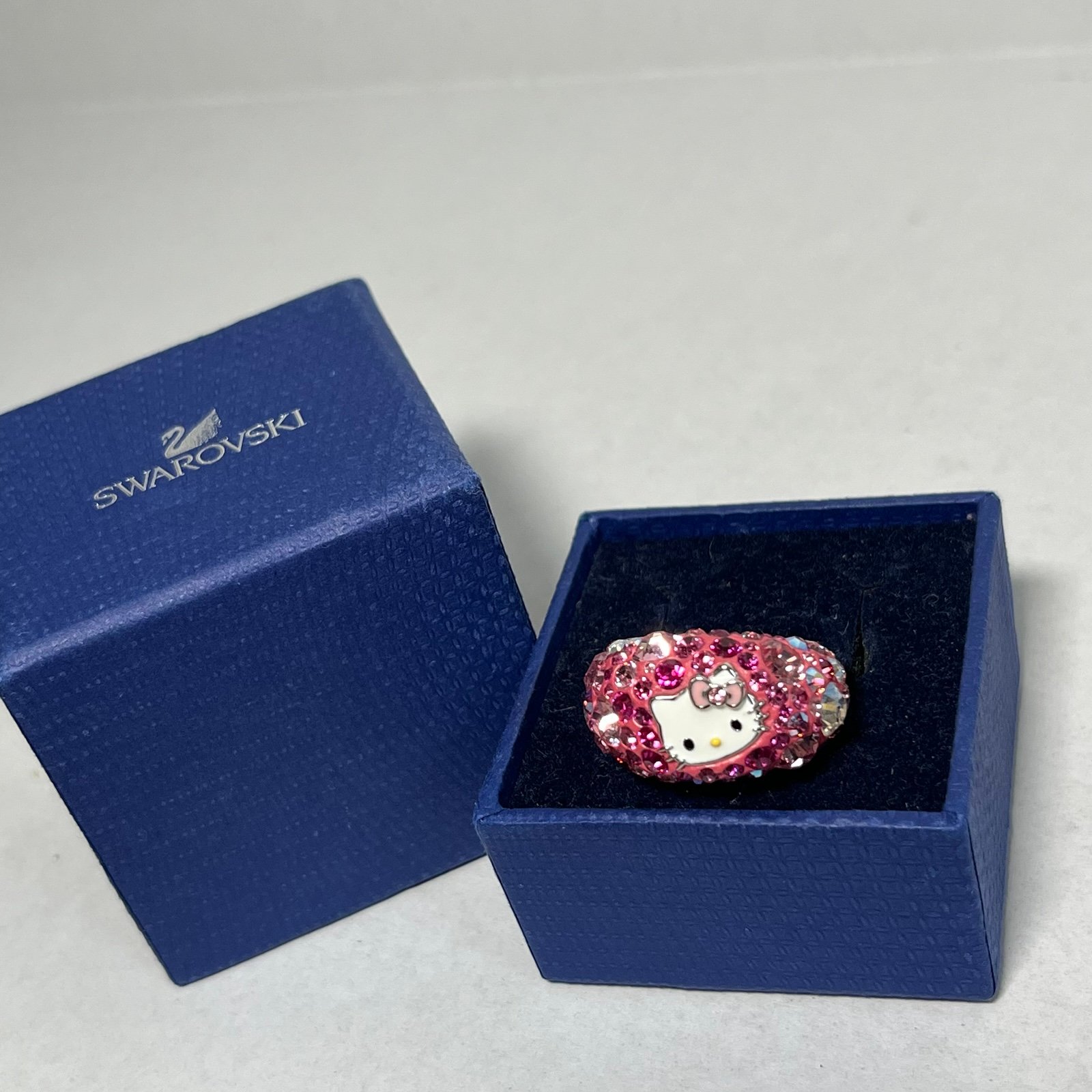 Swarovski Crystal Hello Kitty Sanrio Collaboration Ring Kawaii Size 58