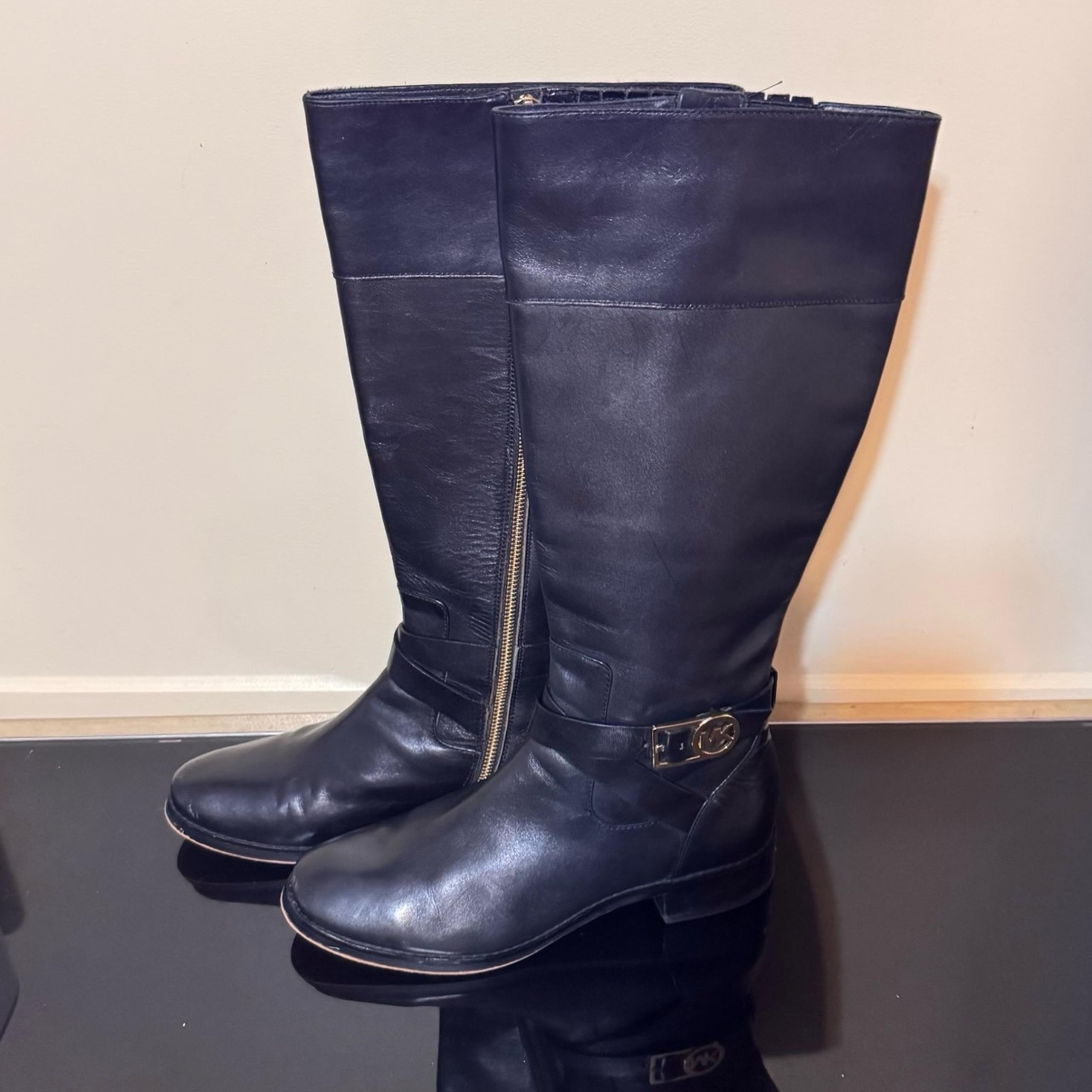 Women’s MICHAEL Michael Kors Charm Black Leather Riding Boots Sz 8.5M