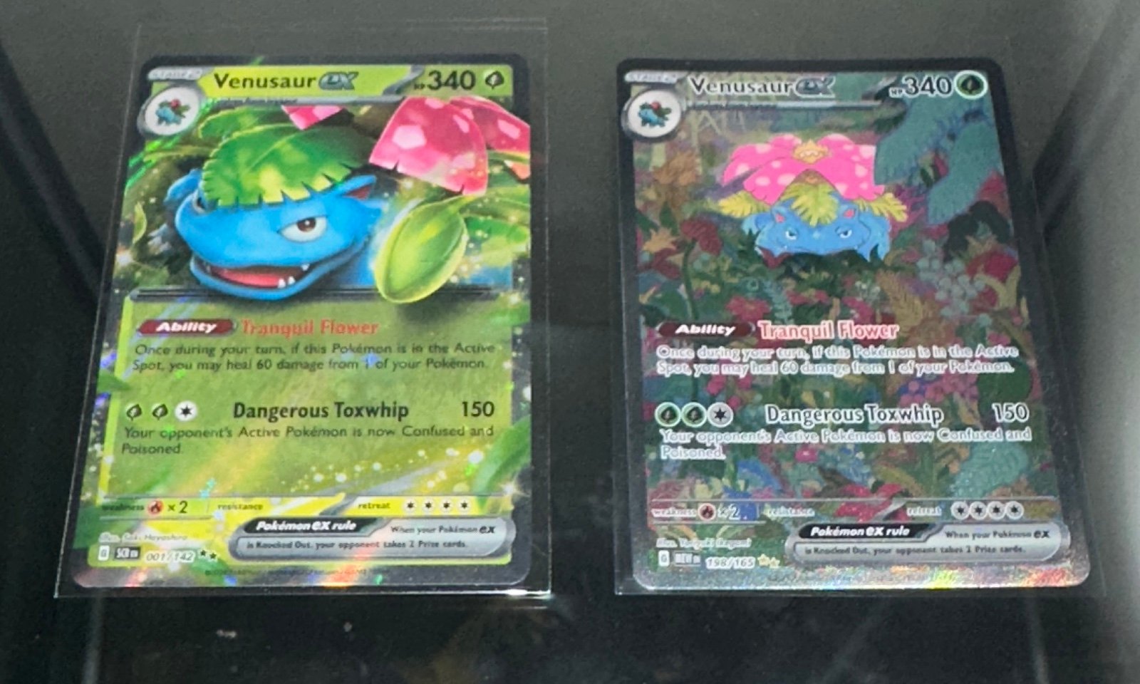 Pokemon 151 Venusaur EX Illustration 198 & EX 001 Trading Card Set