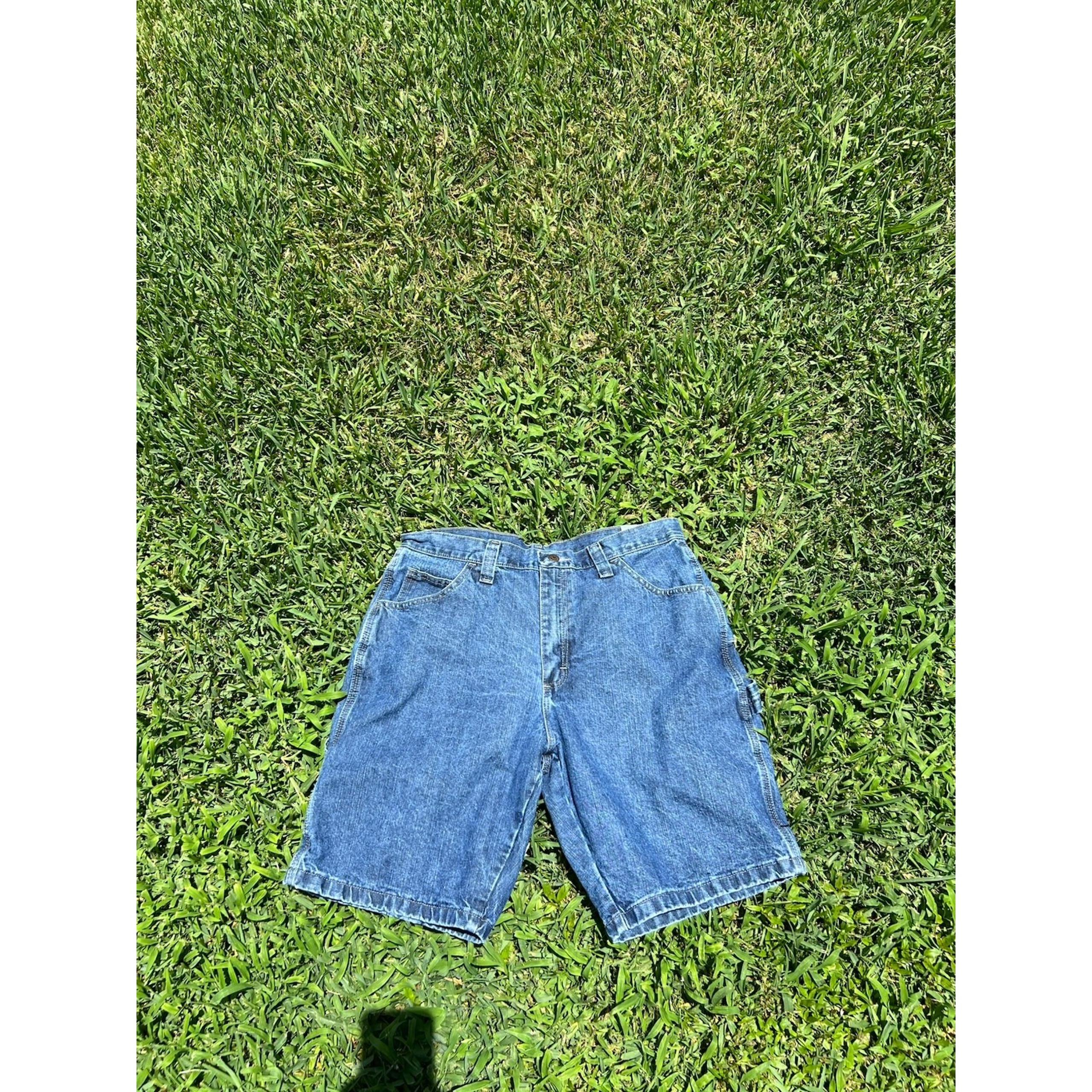 Vintage Jean Shorts Mens 33 Blue Denim Carpenter Workwear Skater Y2K - Wrangler