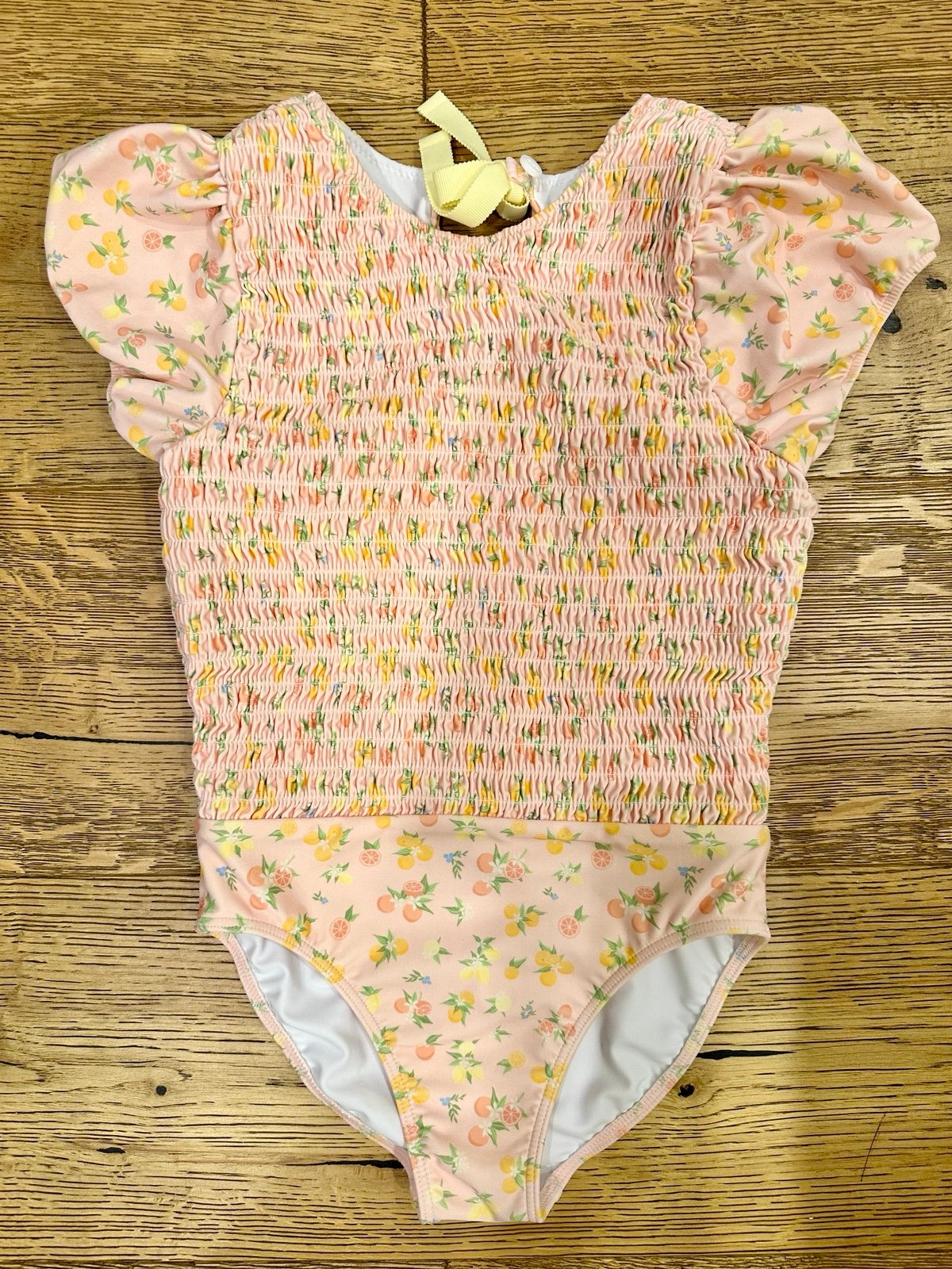 MINNOW girls puff sleeve smocked one piece 9/10