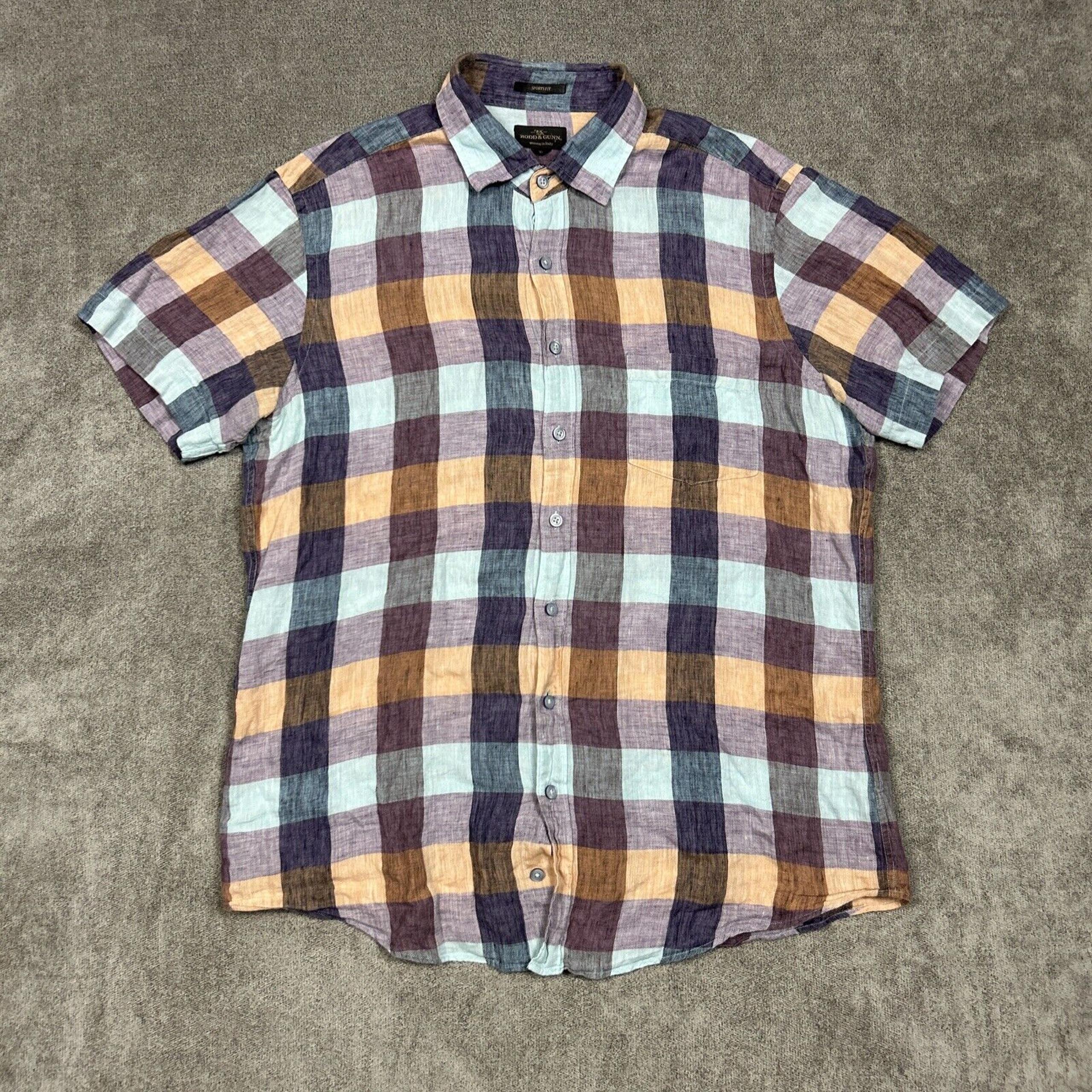 Rodd & Gunn Shirt Mens XL Sports Fit 100% Linen Multicolor Check Summer Casual