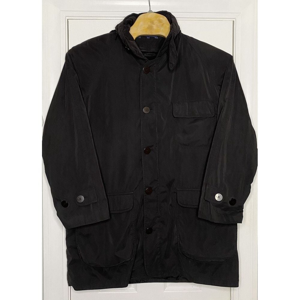 Vintage Chaps Ralph Lauren Men's Removable Liner Trench Coat Black Large- READ