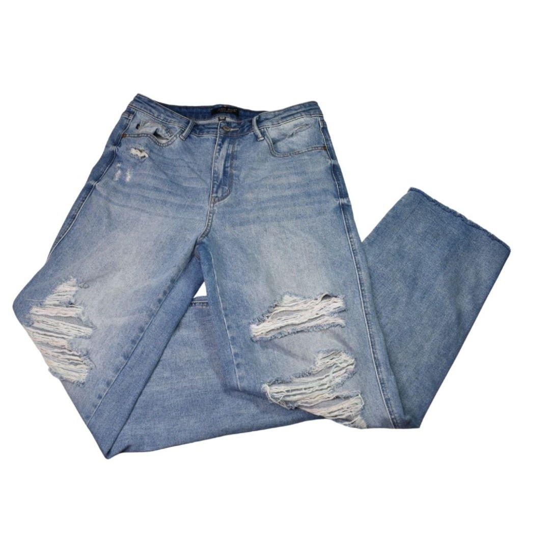 Judy Blue Rainbow Threat High Rise 90s Magic Rigid Straight Jeans Womens 11/30