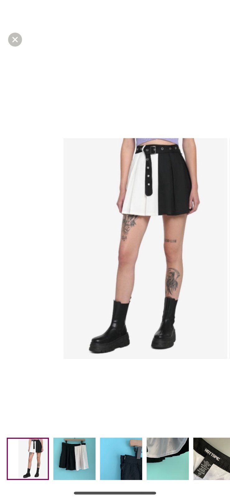 Hot Topic Split Colorblock Mini Pleated Punk Gothic Skirt L W30 Black White Rare