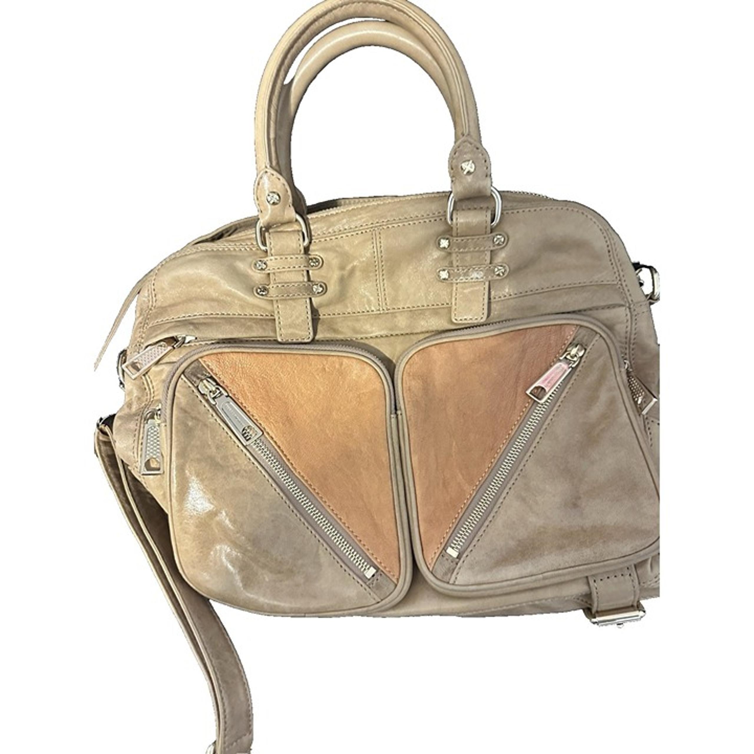 Vintage Y2K Bag Rebecca Minkoff  Handbag Leather Cream 6 Zip Pockets Crossbody