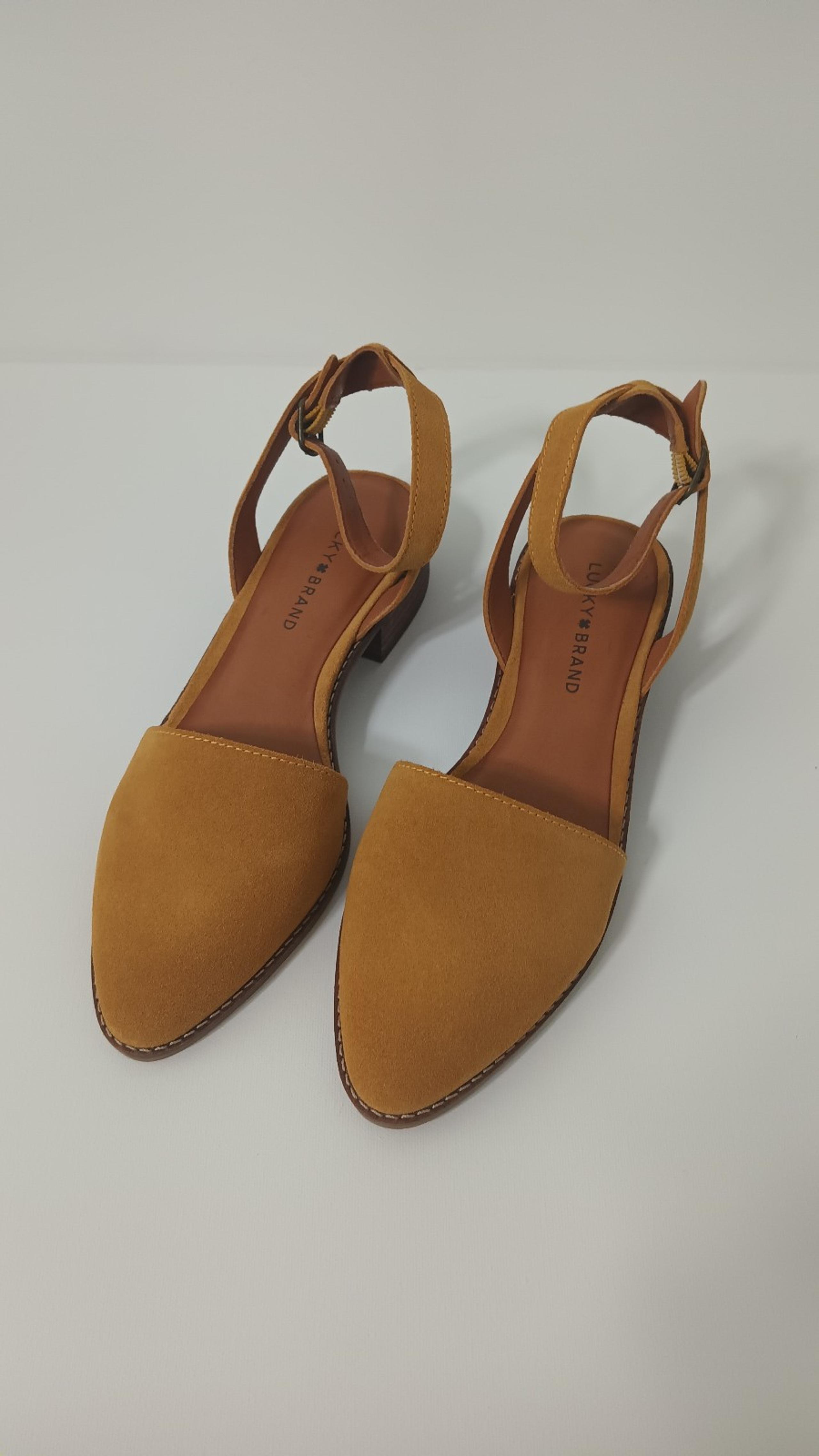 Lucky Brand Linore pump mustard yellow suede women's sandals size 8 US