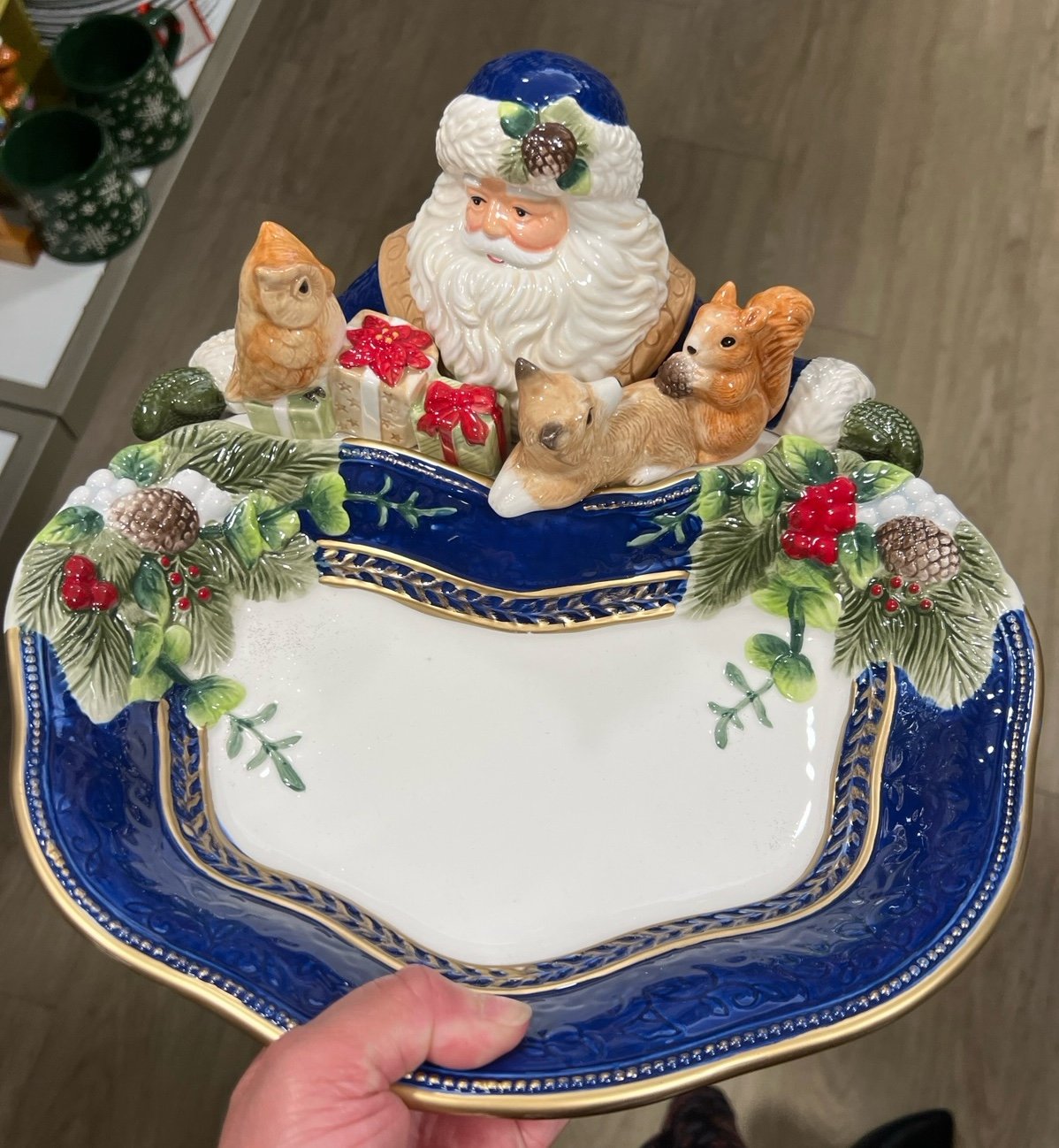 Large blue Santa ceramic platter ! Only ships in a bundle !