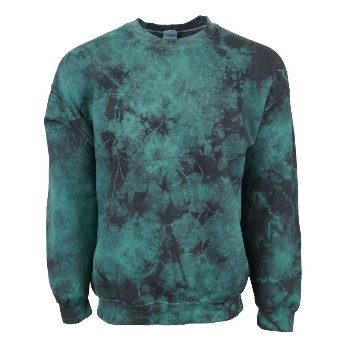Green Black Tye Tie Dye Die Crewneck Crew Neck Pull Over Pullover Sweatshirt NEW