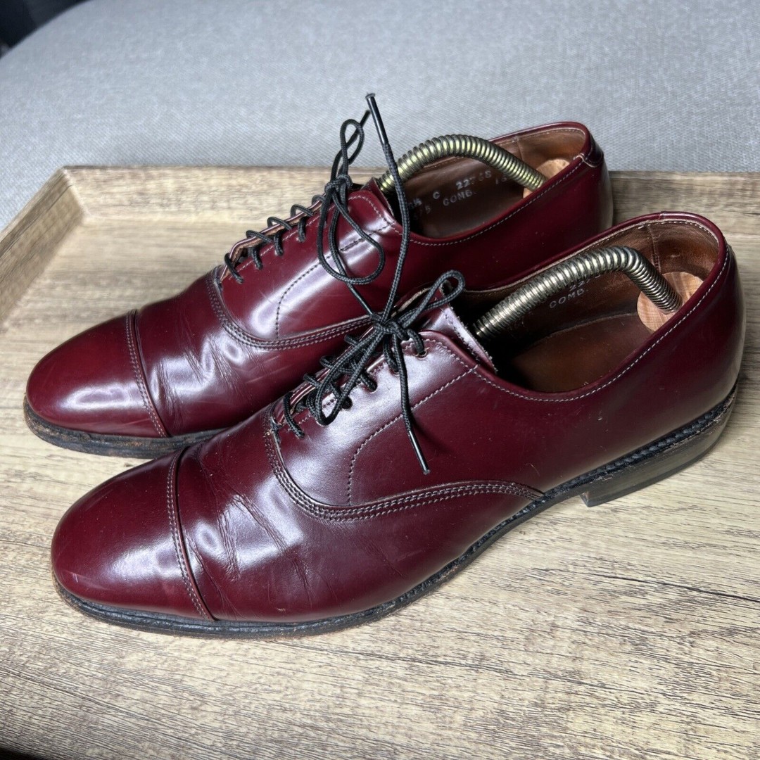 Allen Edmonds Park Avenue Burgundy Captoe Oxford Leather Shoes Size 8.5 C