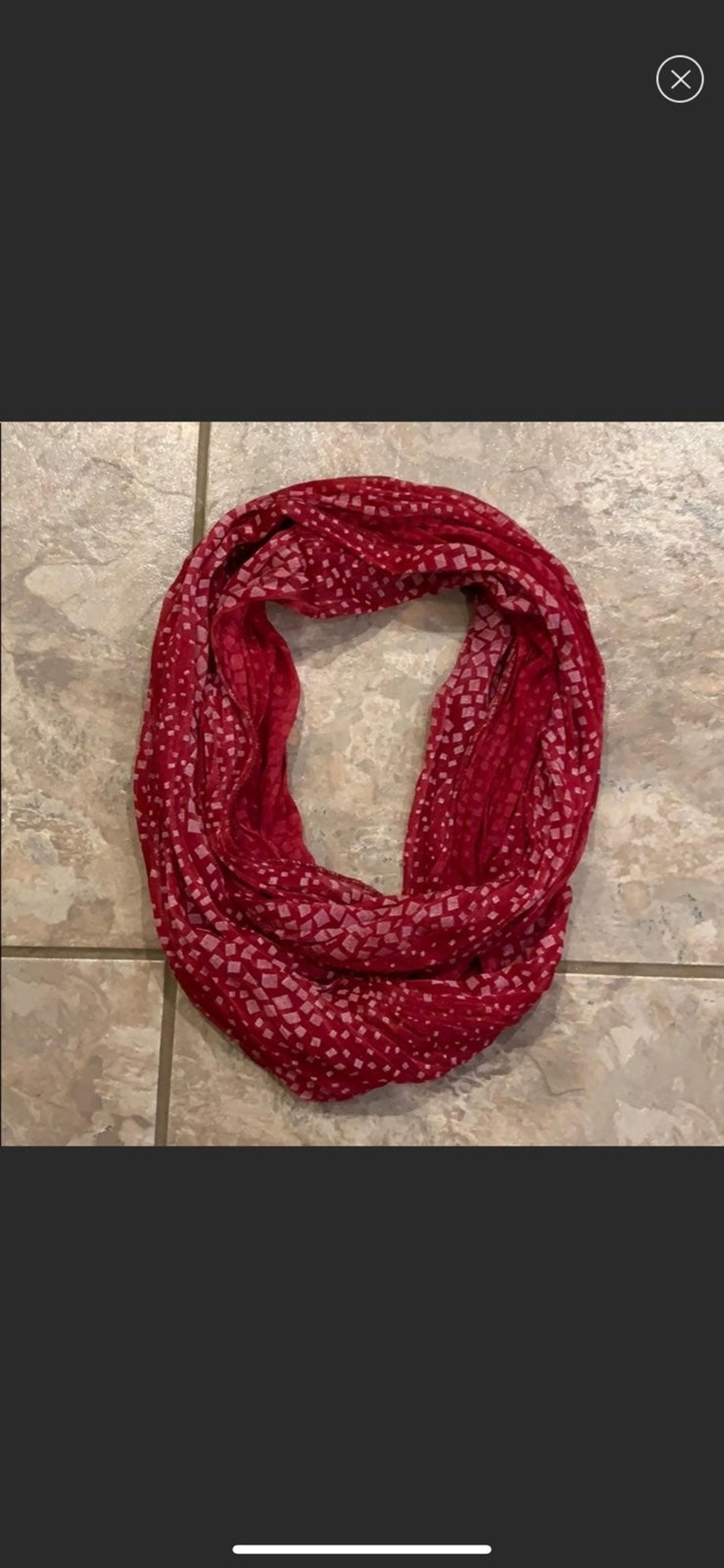 Red And White Patterned Infinity Scarf