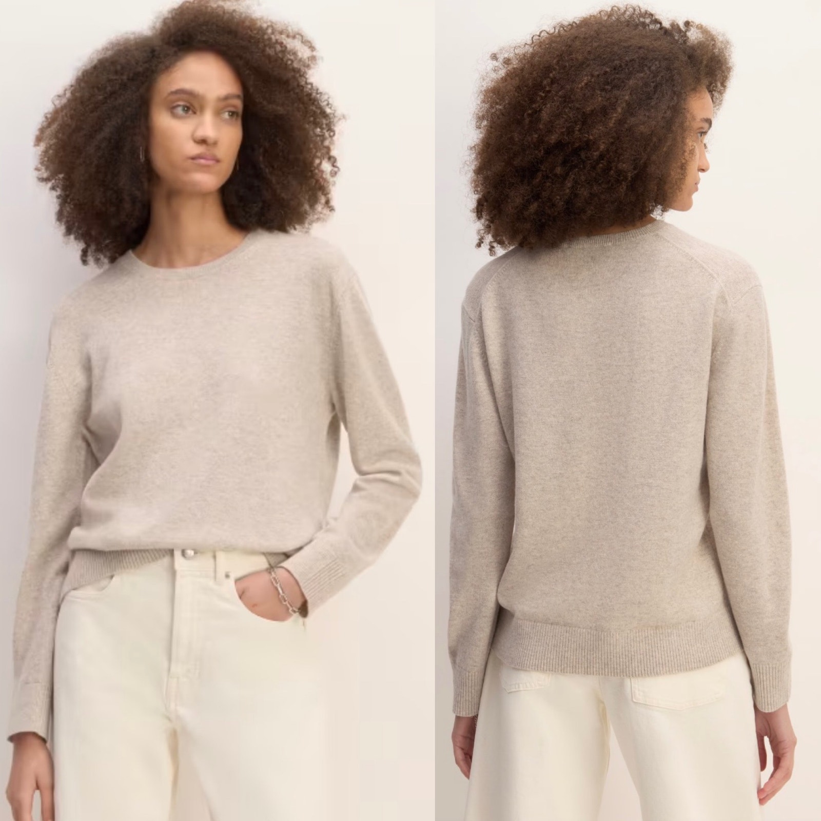 Everlane The Classic Crew In Cashmere In Canvas Size Medium New