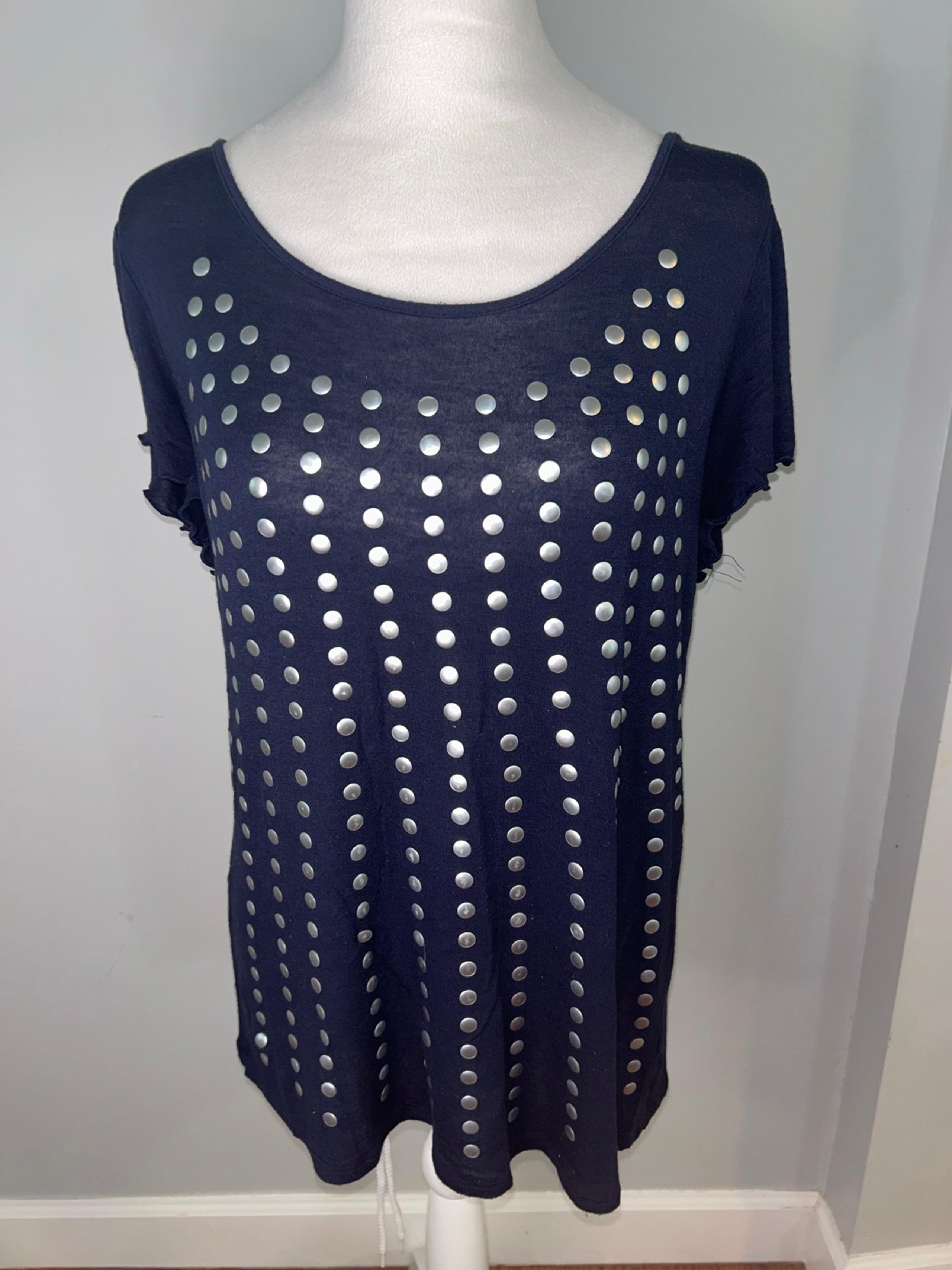 Medium Dressbarn Metallic Polka Dot Blouse