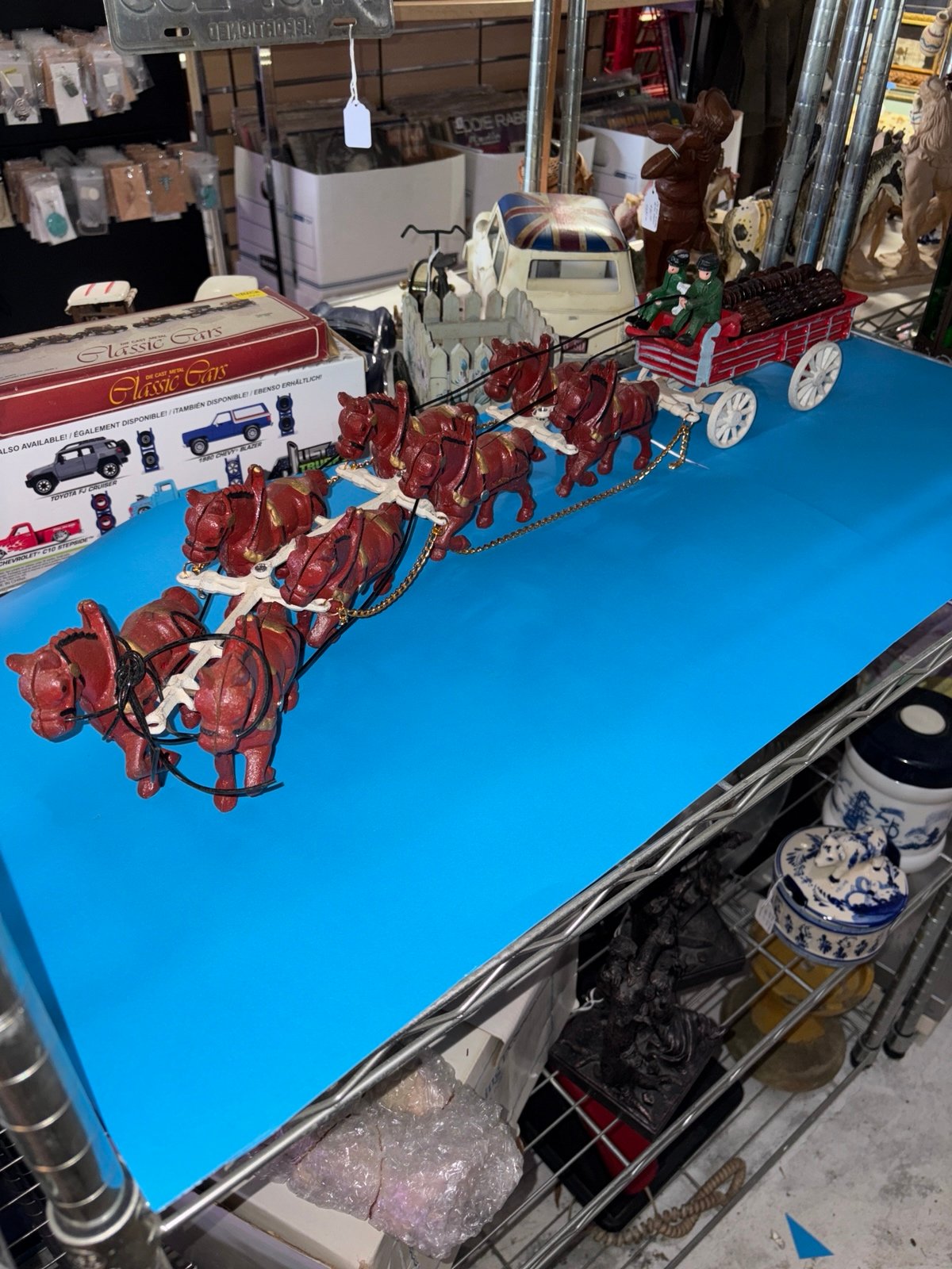 Vintage Cast Iron Beer Wagon with Eight Horses - 6444