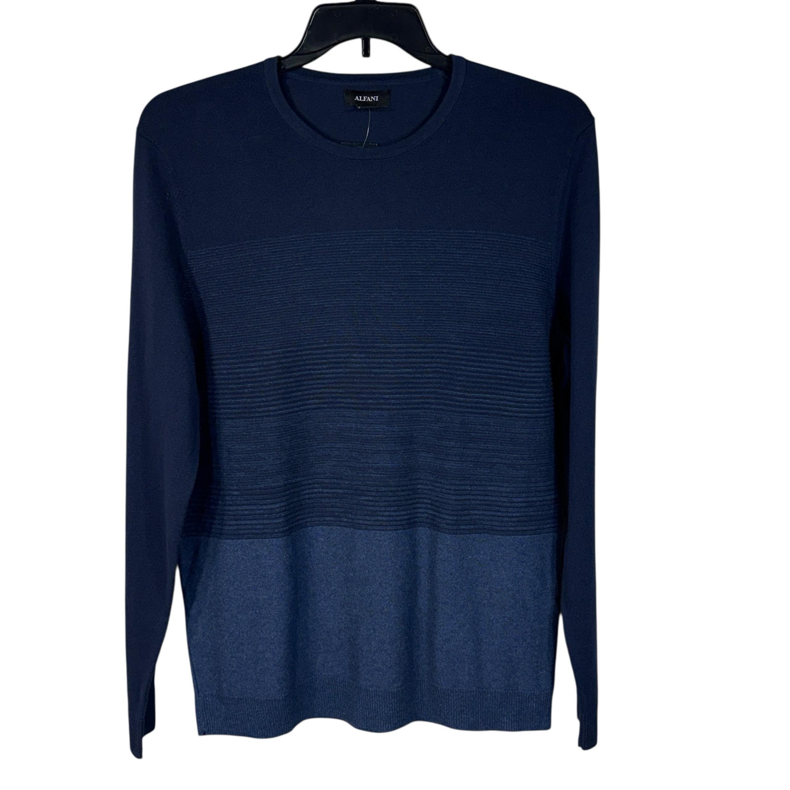 Alfani Mens Medium Sweater Pullover Crew Neck Stretch Long Sleeve Lake Heather