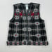 Vintage Laura Ashley Sweater Size Medium Grey Black Plaid Wool Button Up Vest