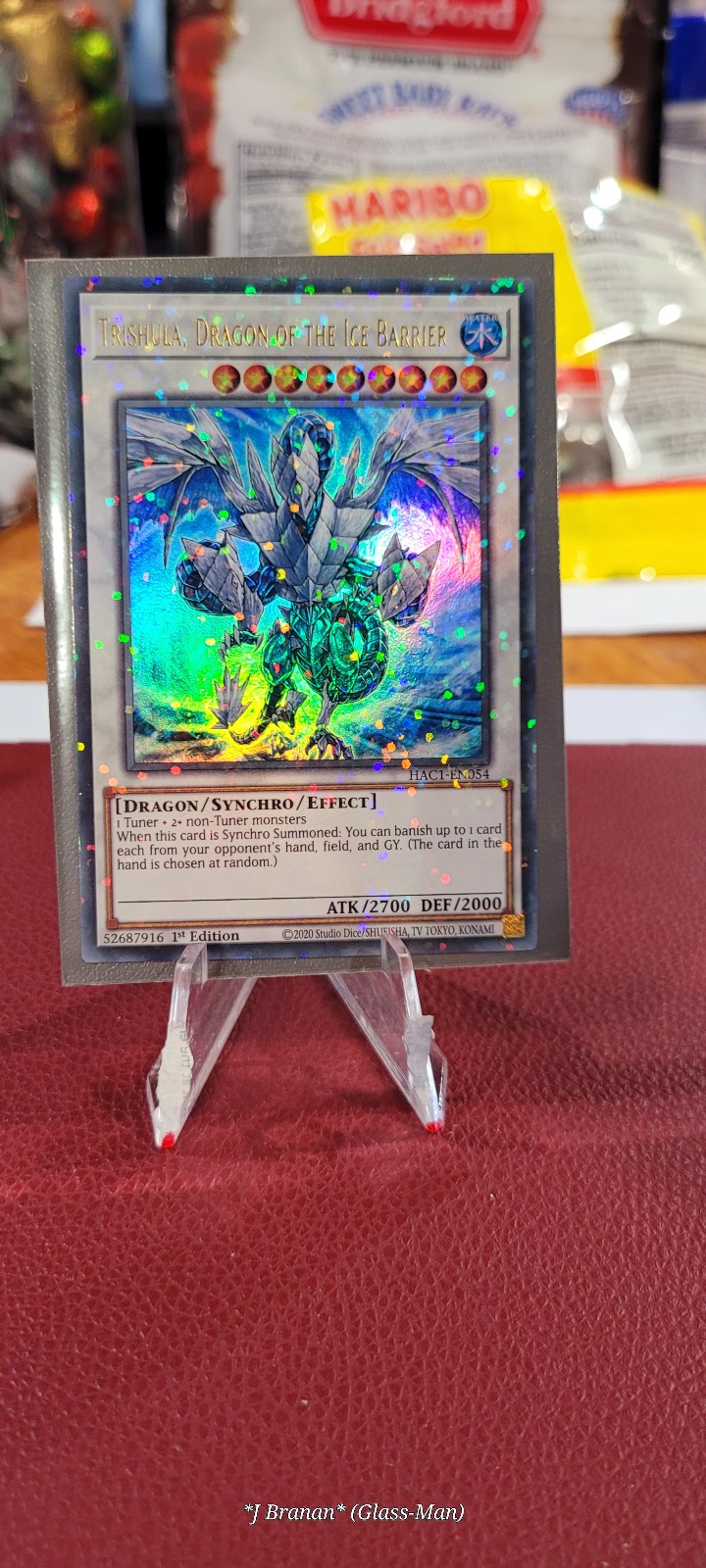 Yugioh Trishula, Dragon Of The Ice Barrier [Star Foil 1st Edition] HAC1-EN054 Yu