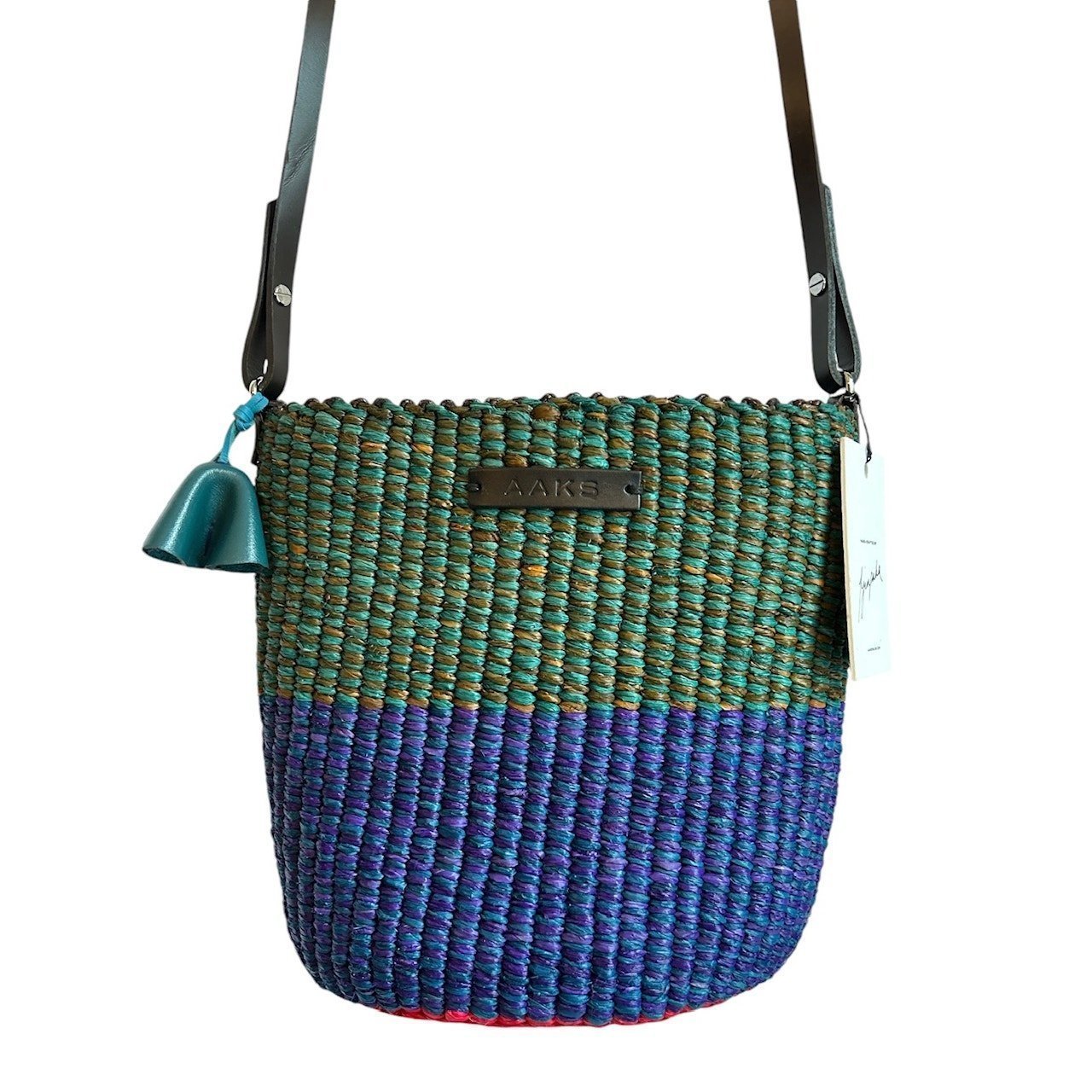 Madewell AAKS Lame Demi Bag Raffia Leather Linen Crossbody Purse NEW