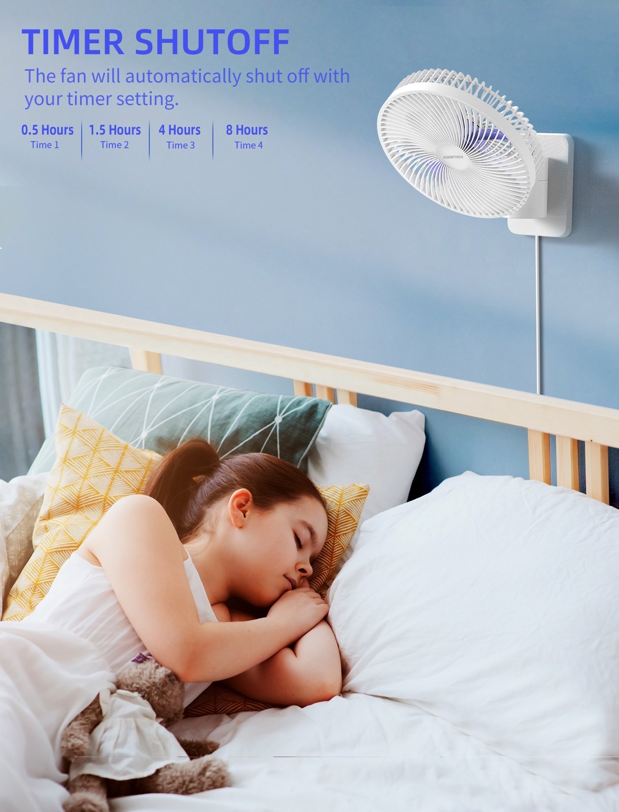 8' Small Wall Mount Fan with Remote Control