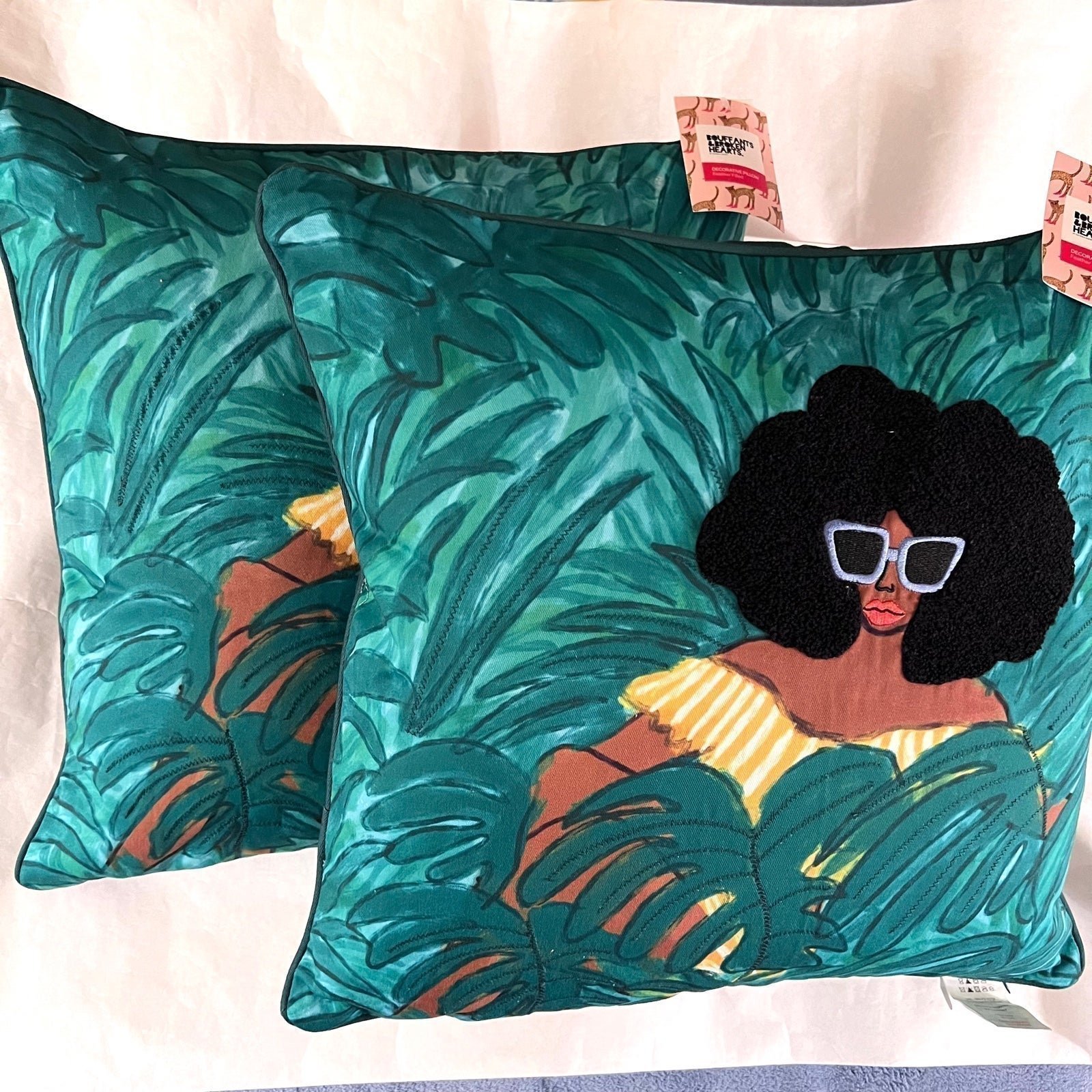 Bouffants & Broken Hearts Kendra Dandy African American Woman Feather Pillow Set