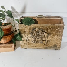 Vintage Brass Magazine Rack | Mid Century | Hammered Brass