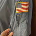 Hollister Blue Gray Medium Bomber Style Jacket with Halley’s Comet & flag patch