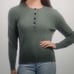 WHITE+WARREN DEEP SAGE CASHMERE SOLID HENLEY NECK SWEATER SIZE S