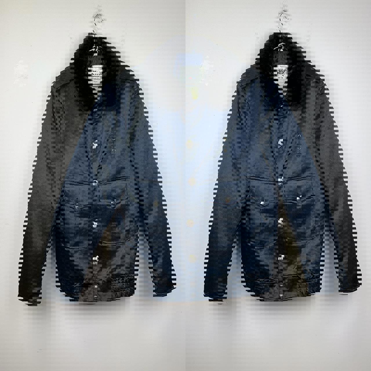 70s Vintage Blauer Faux Fur Collar Jacket - Stylish Winter Outerwear