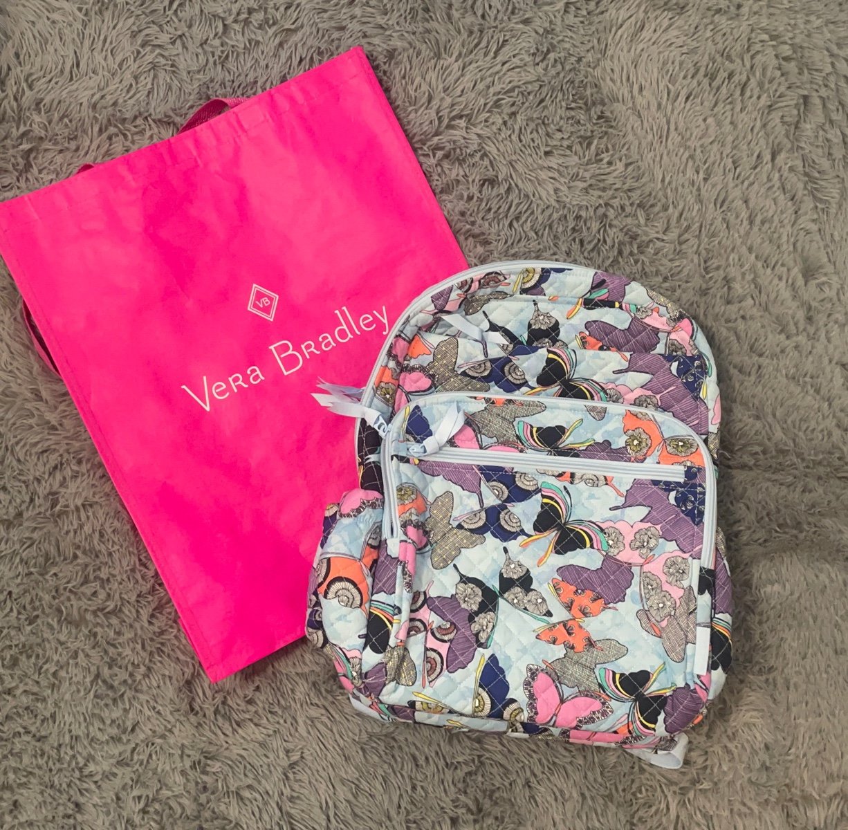 VERA BRADLEY BACKPACK BOOKBAG BUTTERFLY LAPTOP PURPLE BLUE PINK ORANGE YELLOW