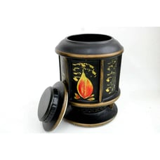 Vintage McCoy Pottery Black Lantern Orange Yellow Flames Cookie Jar Lid 1963