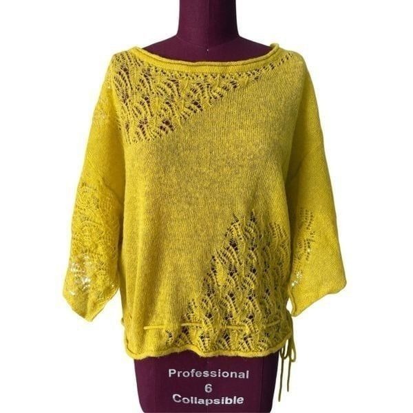 Anthropologie SHAE Knit top Lime Yellow Henley size S