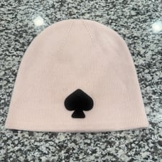 Kate Spade Knit Beanie Hat Pink Black Cozy Warm