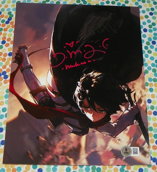 Trina Nishimura Mikasa Attack On Titan Signed 8x10 Photo Auto BAS Beckett