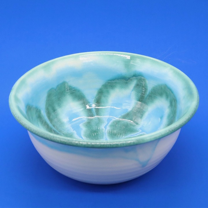 Dryden Pottery Blue Teal & Green Drip Glaze Bowl 9” Wide