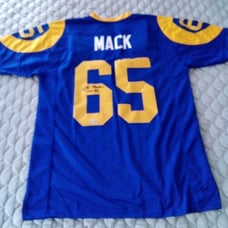 Autographed Football Jersey - TOM MACK #65 - Los Angeles Rams - New!
