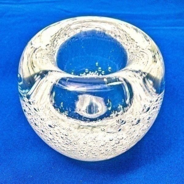 Vintage Clear Blown Glass Votive Holder