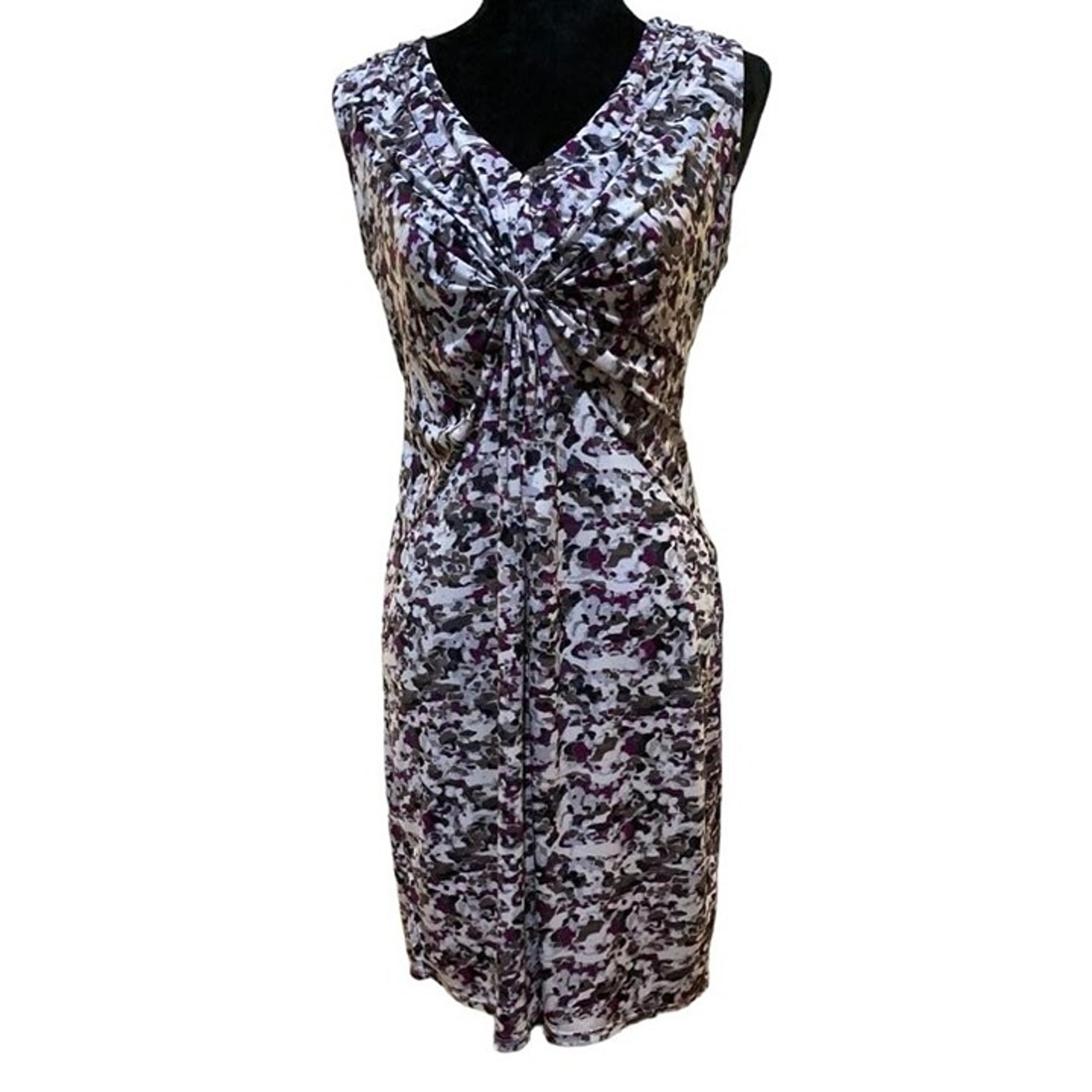 DAISY FUENTES Womens M Multicolor Sleeveless Dress Pleated Gathering Accent