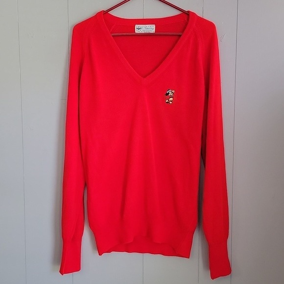 Vintage Pickering Men's Large Red Mickie Mouse Preppy Golf Over Sweater