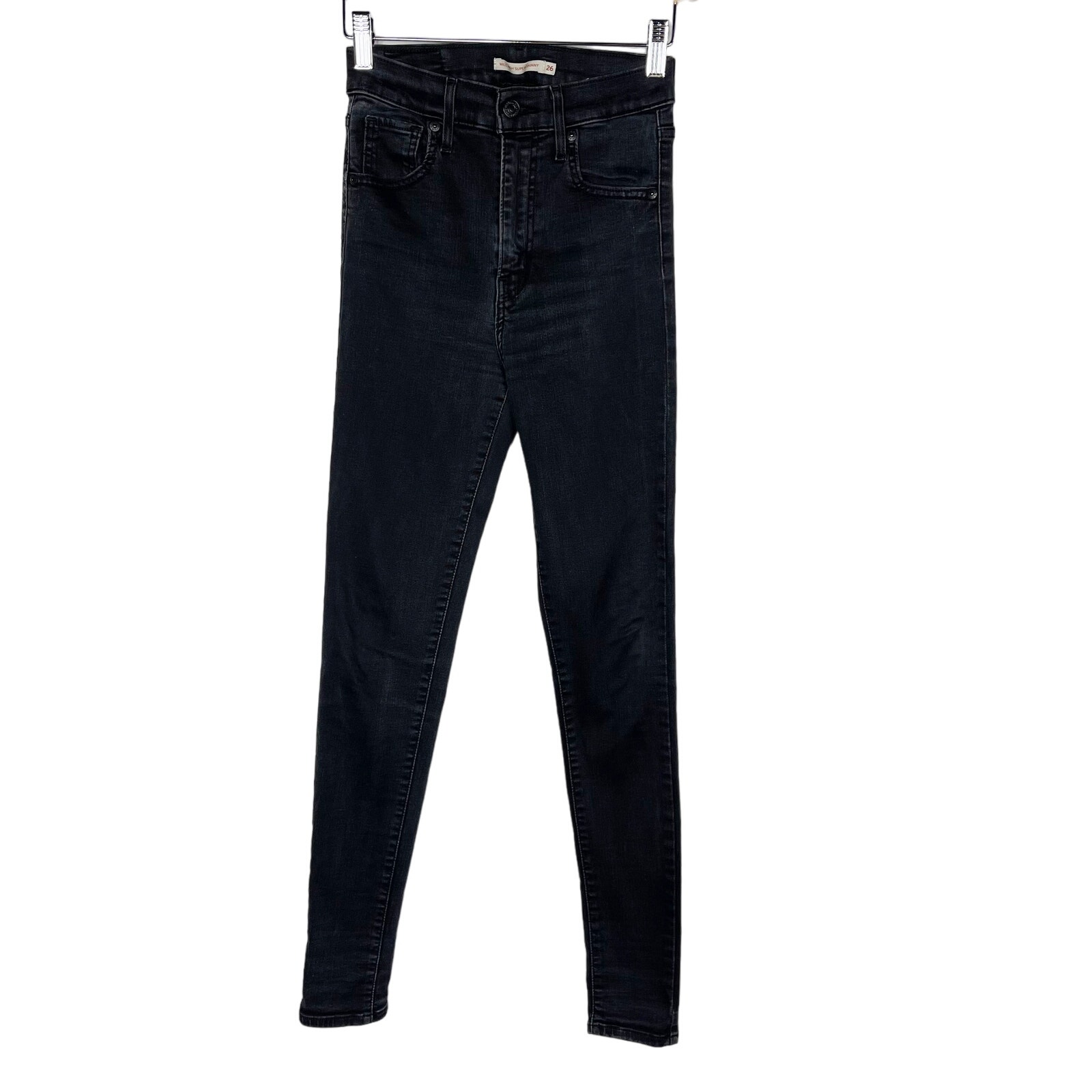Levis Women Size 26 Black Gray Mile High Super Skinny Jeans Cotton Stretch Denim