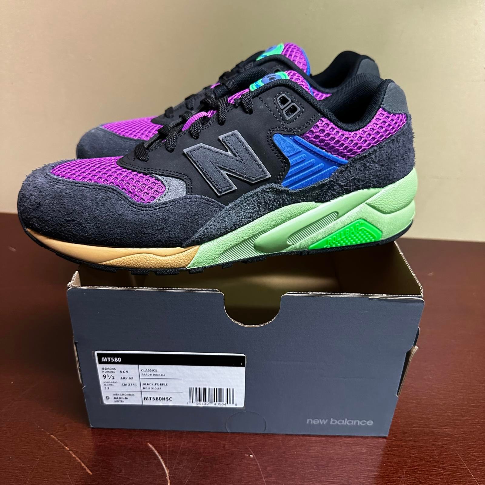 New Balance 580 HSC MT580HSC Width D Black Purple Running Shoes Sz 9.5
