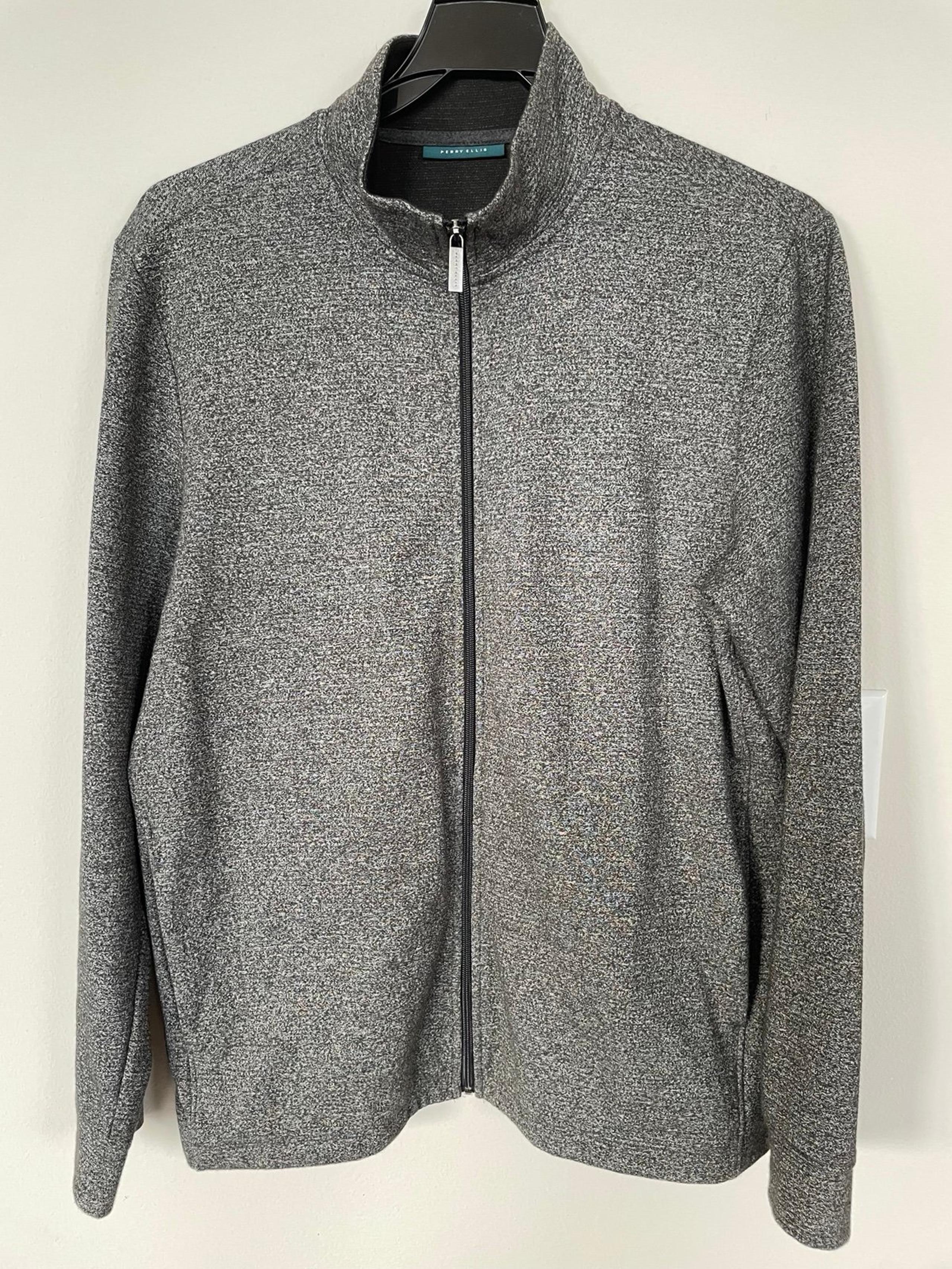 Perry Ellis Men’s Sweatshirt Full Zip Gray Size Large
