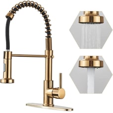 Gold Kitchen Faucet,Commercial Stainless Steel Single Handle Pull Down