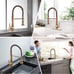 Gold Kitchen Faucet,Commercial Stainless Steel Single Handle Pull Down