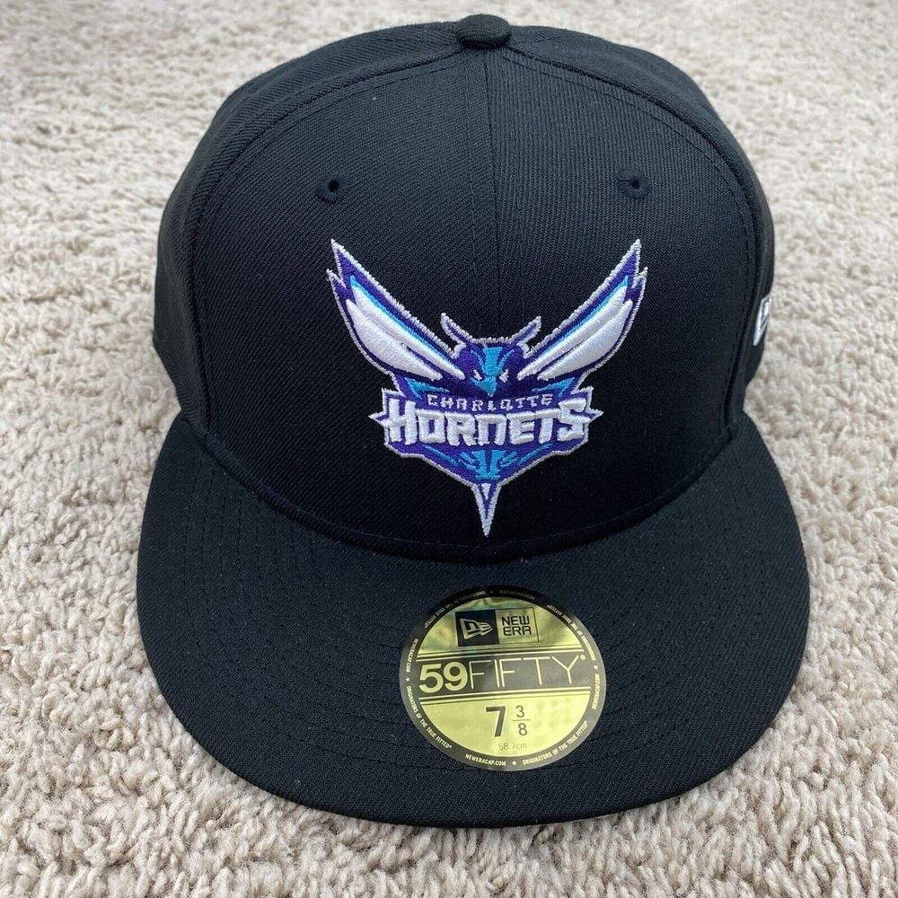 Charlotte Hornets Hat Paisley Undervisor 59Fifty Fitted 7 3/8 Black 3D Logo Cap