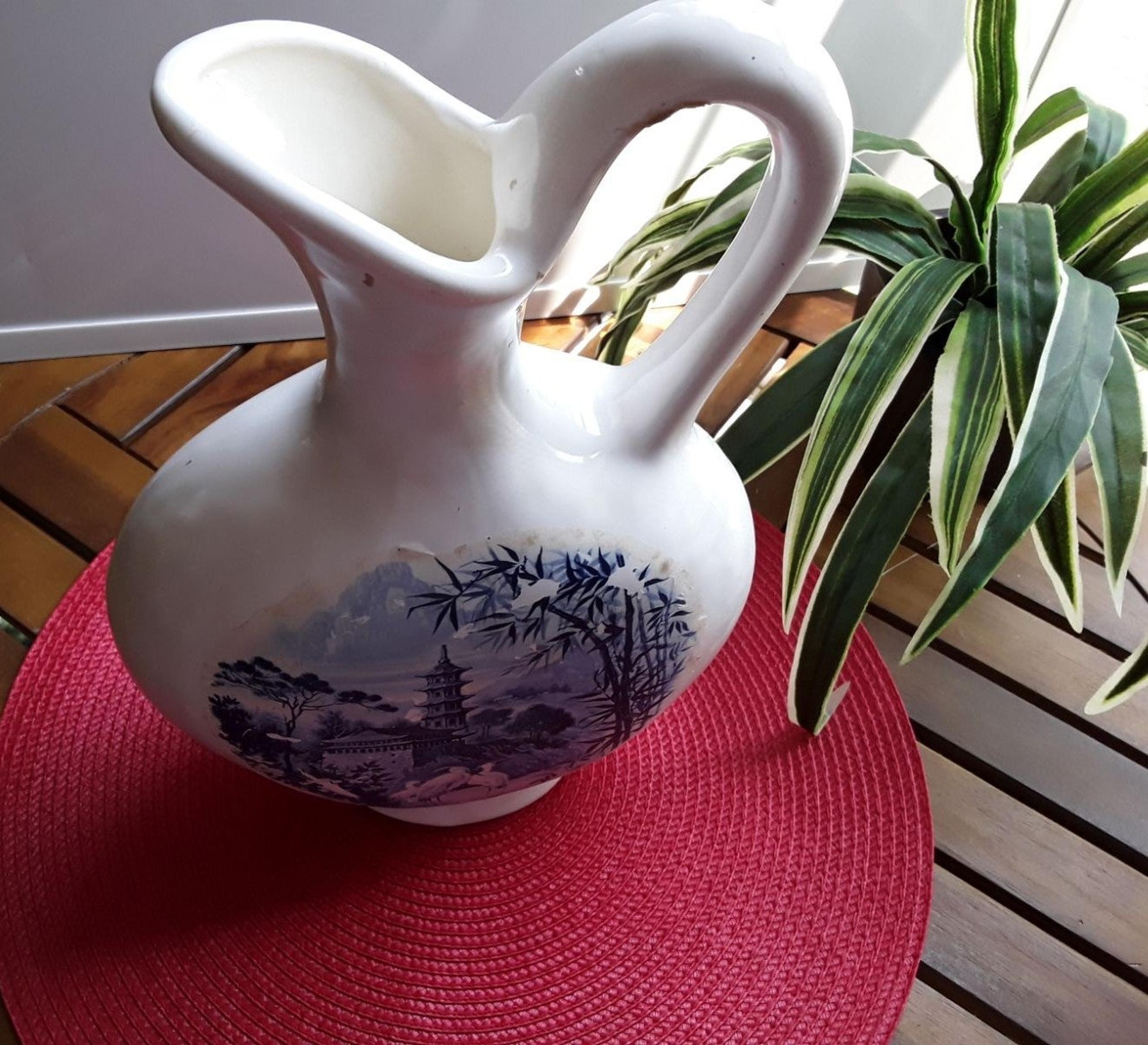 Vintage White And Blue Jar