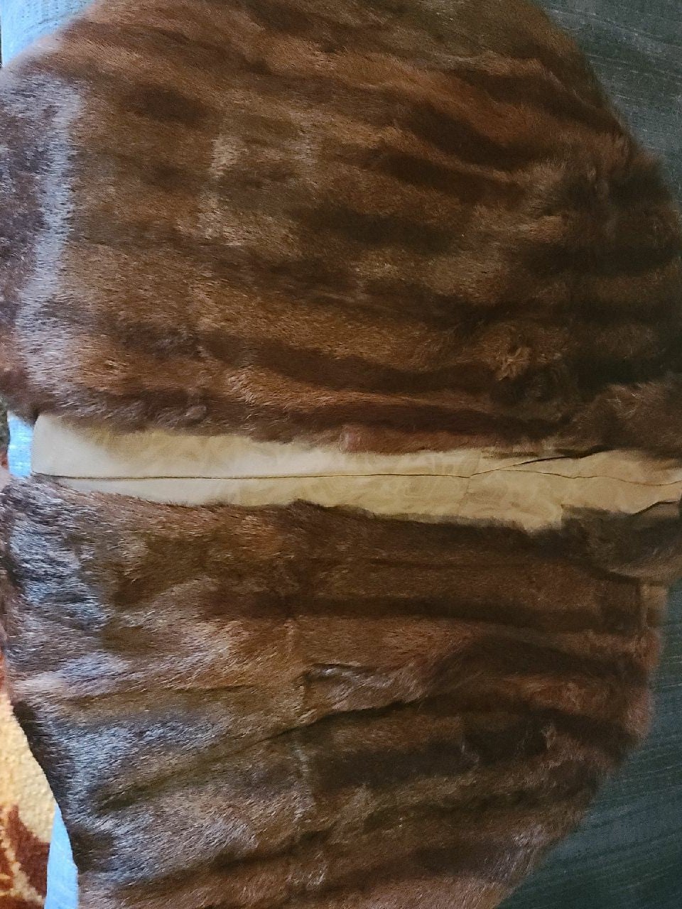 Amber & Dark Brown stripped Mink Stole