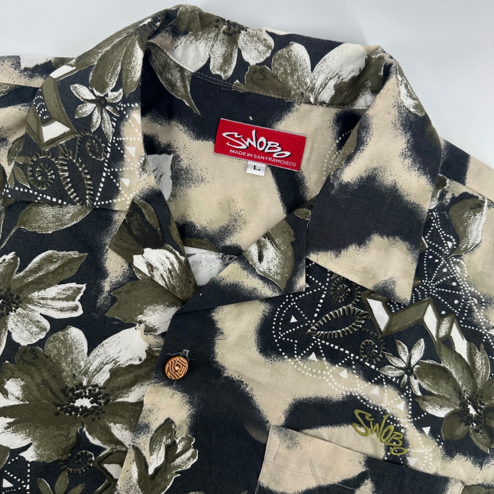 Vintage Swobo San Francisco USA Floral Button Up Rayon Cotton Blend Shirt Mens L