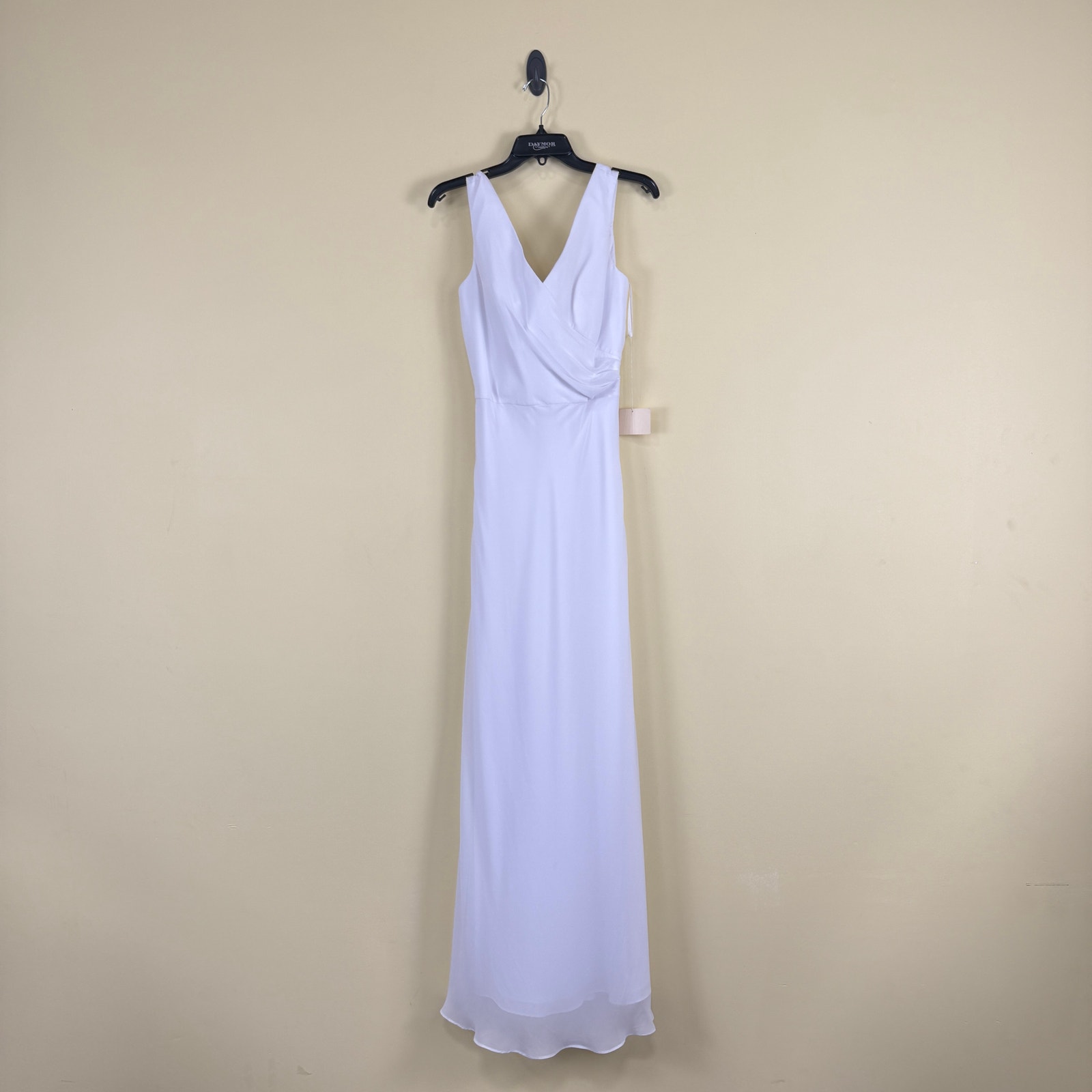 Bella Formals by Venus White Chiffon Gown Dress with Sheer Scarf Shawl, Size 10