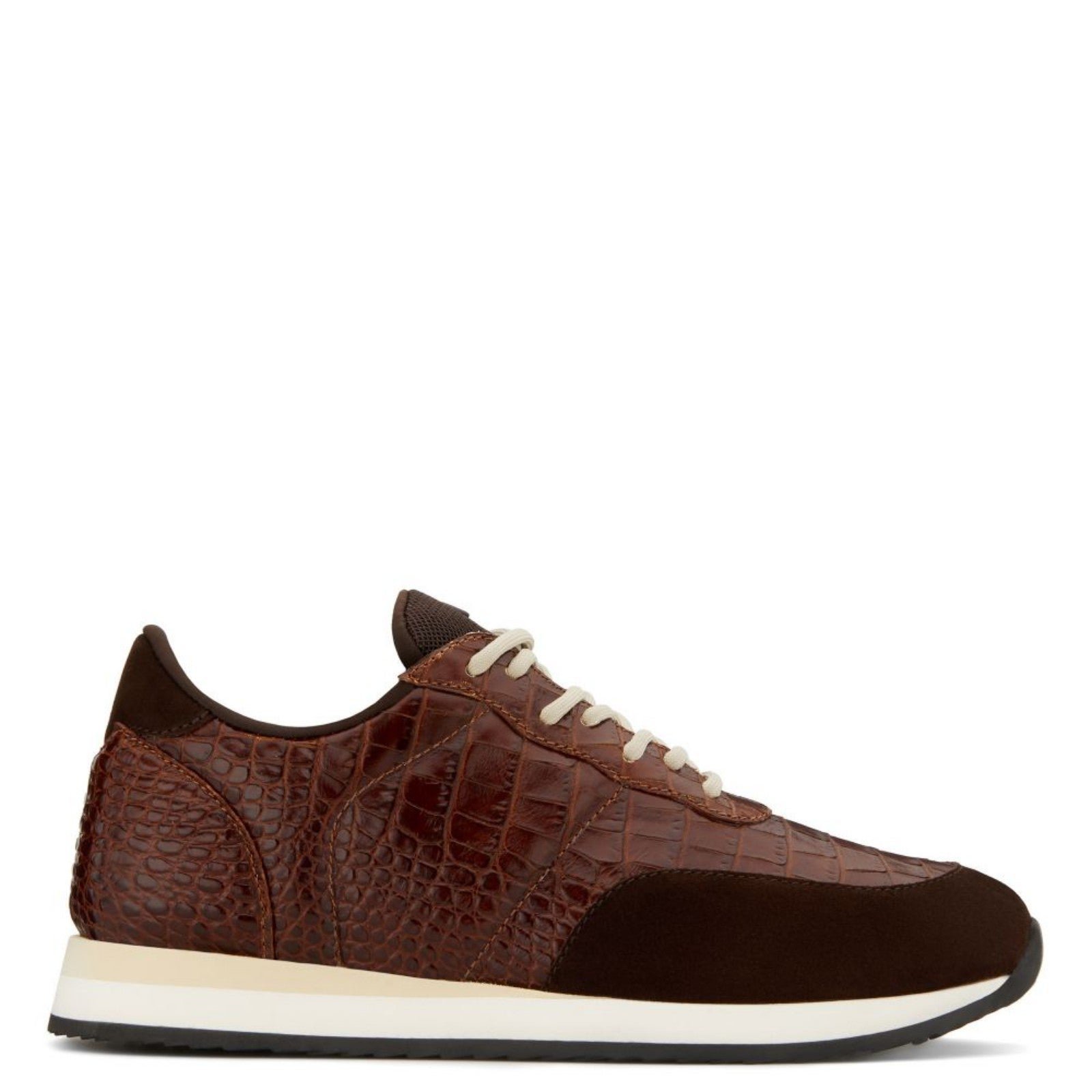 Giuseppe Zanotti Croc-Embossed Leather & Suede Sneakers Shoes